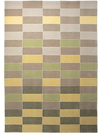 Esprit Home I Moderner Kurzflor Teppich - Läufer für Wohnzimmer, Flur, Schlafzimmer I Fida I ESP-3801-01 I Beige Taupe Grün Gelb I (140 x 200 cm)
