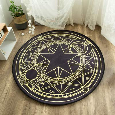 Lily&her friends - Runde Bodenmatte, Tarot-Serie Teppich, Kinderkissen,Baby Krabbelunterlage,Spielmatten,Yogamatten,multifunktional,rutschfest und waschbar,dekoratives Kissen (Tarot schwarz, 160 cm)