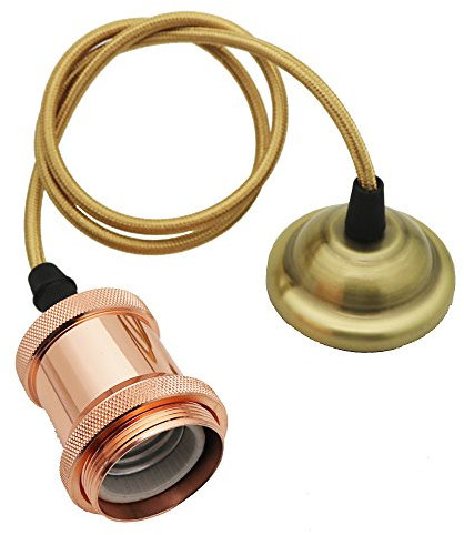Mengjay Métal Retro Suspension Luminaire Industrielle Vintage Plafonnier Lustre Edison Culot E27 Eclairage de Plafond (Or rose)