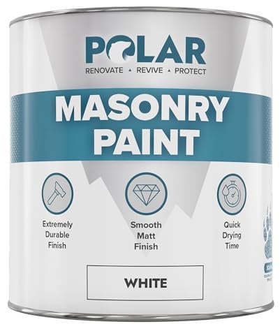 Polar Masonry Emulsion Paint for Multi-Purpose Use 500ml, Matt White for Interior and Exterior Walls and Ceilings, Durable Performance - Matt White, 500ml