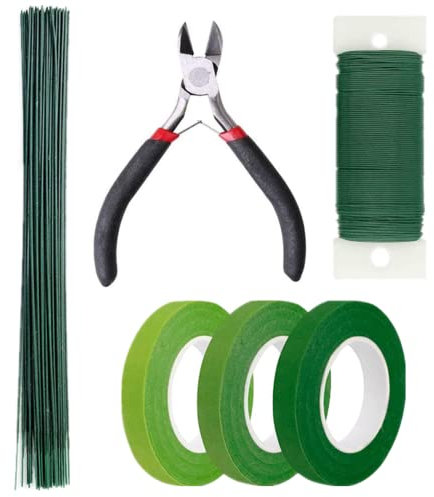 WYMAODAN Kit de arreglo floral, 6 herramientas de arreglo floral, incluyendo cintas y envolturas florales, alambres de tallo floral, para manualidades ramo de flores (6 unidades)