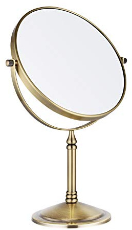Nicesail Tisch-Make-up-Spiegel, doppelseitig, 1 x 10 x, 360 Grad drehbar, Vergrößerungsspiegel für Tisch, Schreibtisch, kein Licht, Antik-Bronze (20,3 cm, 10-Fach)