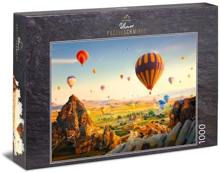 Ulmer Puzzleschmiede - Puzzle „Märchenreise“ - Klassisches 1000 Teile Puzzle – Puzzlemotiv aus Kappadokien in der Türkei mit den berühmten Heißluftballons - EIN malerisches Landschaftspuzzle