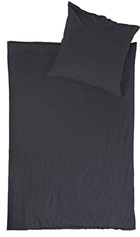 jilda-tex Bio-Bettwäsche Stone-Washed Renforce Lissabon 100% Bio-Baumwolle Knitterlook Stehsaum Bügelfrei Uni Leinen-Optik Bügelfrei Made in Green (Anthrazit, 200 x 200 cm)