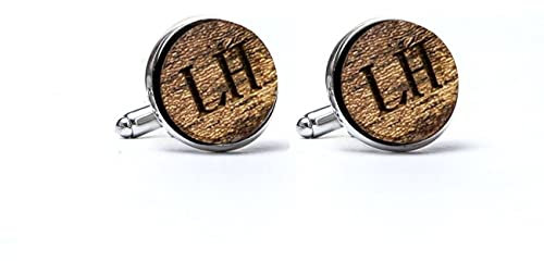 benutzerdefinierte Manschettenknöpfe Herren Holz personalisiert Namensinitialen hochzeit Paar Manschettenknöpfe aus Natürlichem Custom Initials Cufflinks Geschenk für den Bräutigam für beste Männer