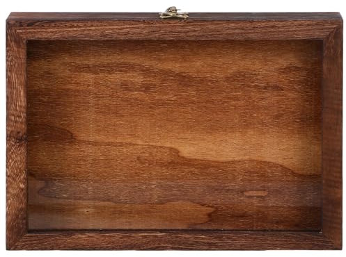 Cabilock Caja de Exhibición de Joyas de Madera Tapa Superior de Cristal Caja de Almacenamiento Tipo Clamshell Bandeja Organizadora de Cajones Escaparate con Tapa para Pendientes de Muestra