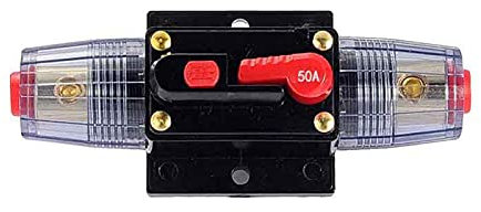 Disjoncteur de Voiture,12-48V DC Auto Disjoncteur Protection De Voiture,Fusible Voiture Disjoncteur,Disjoncteur avec Réinitialisation Manuelle Pour Système Audio de Bateau Marin10x4.2x4.3cm (50A)