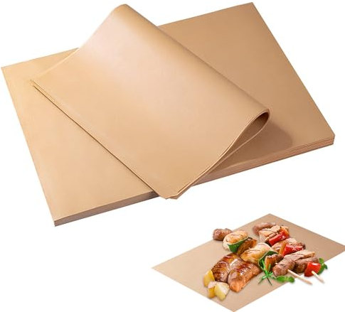 Parchment Paper Sheet, 100 Pack Non-Stick Oven Paper Reusable Baking Sheets Paper, Baked Parchment Greaseproof Paper Unbleached Pre-Cut Brown Parchment Paper for BBQ or Cake Biscuit Sandwich
