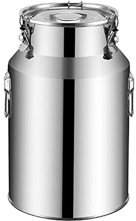 JANEFLY Airtight Milk Can Storage Bucket Steel Stainless Food Container, Ideal for Storing and Transporting Liquid Lid Easy to Open Use for Home and Restaurant,5L
