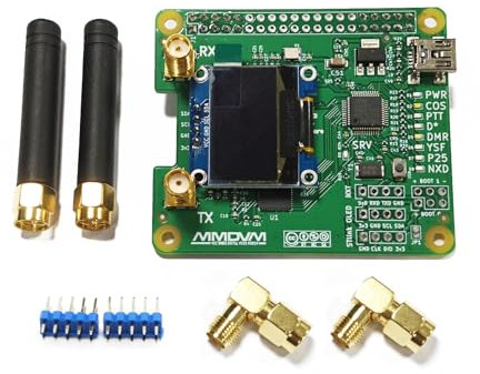 AURSINC MMDVM Duplex Hotspot Module Dual Hat V1.5.2 with 0.96 OLED Display Support P25 DMR YSF NXDN DMR Slot 1 + Slot 2 for R Pi 1, 2/2b, 3/3b/3b+, 4/4b, Pi Zero, Zero 2W with USB Port (with OLED)