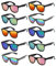 FSMILING Lot Lunette De Soleil Rectangulaire Vintage Années 80 Lunettes De Fête Fantaisie pour Hommes Et Femmes,Paquet De 10 Miroir