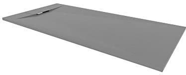 I-Flair SMC POLAR Duschwanne 160x80 cm, Extra Flache und Robuste Duschtasse 26MM Mit Anti-Rutsch-Oberfläche In Schiefer-/Steinoptik Inkl. Ablaufgarnitur - Grau