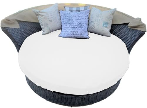 Sonneninsel Auflagen überzug Wasserdicht, Sonneninsel Auflagenbezug Universalgröße, Liegepolsterbezug Sonneninsel Rund, Sonneninsel Auflagen Ersatz 100% Polyeste (Ø180cm)