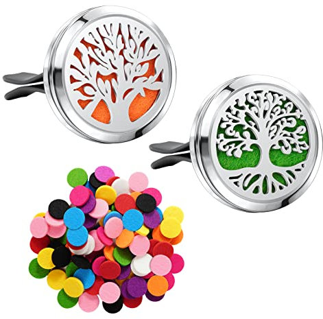 Vicloon Auto Aromatherapie, 2 Stück Ätherisches Öl Diffusor, Magnetisches Auto Lufterfrischer Aromatherapie mit 50 Stück Zufällige Farbe Filzpadfür Ihr Auto, Büro, Zimmer oder andere Indoor-Plätze