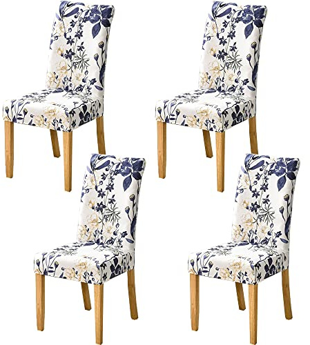 HZDHCLH Chair Covers Set of 4/6 Stretch Modern Chair Slipcovers for Dining Room Kitchen Wedding Party Washable Chair Protector(4pcs, sea of flowers)