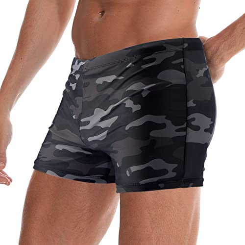 Arcweg Men's Swimming Trunks Shorts Without Removable Pad Sport Boxer Swimwear Boxers Underwear Drawstring Summer Beach Board Shorts Elastic Swimsuit Bottom M(UK)