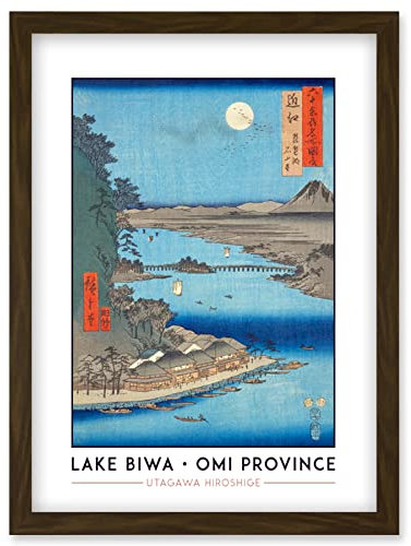 Wee Blue Coo Lake Biwa, Ishiyama Temple Omi Province Utagawa Hiroshige Japanese Woodblock Classic Collection Artwork Framed Wall Art Print A4
