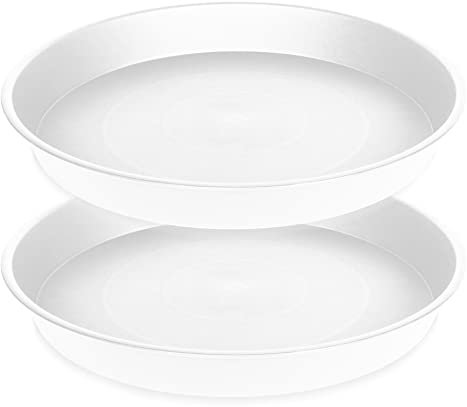 Bleuhome Pflanzenuntersetzer, Vogeltränke, rund, Kunststoff, Untersetzer für Pflanzgefäß, für Zimmerpflanzen, 30,5–38,1 cm, 35,6 cm, Cremeweiß, 2 Stück