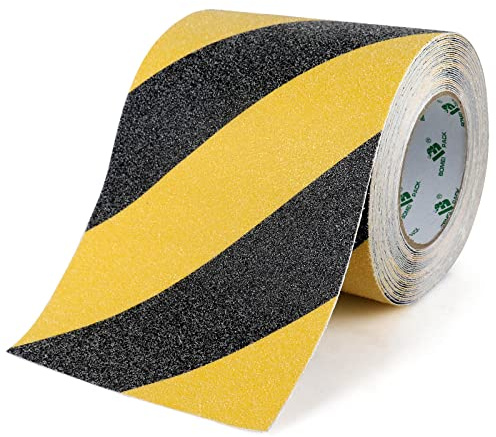 BOMEI PACK 1 roll Yellow and Black Anti Slip Tape High Traction Strong Grip Tape Stair Treads 150mm x 10m Non slip Tape Avoid the Elderly Children Cats and Dogs From Slipping