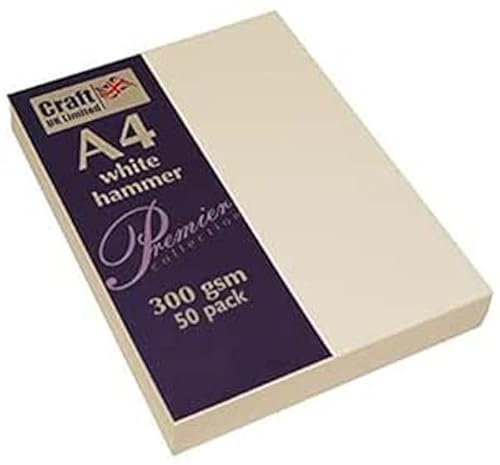 Craft UK 2391 A4 Recycling-Karton, gehämmert, 300 g/m², Weiß, 50 Blatt