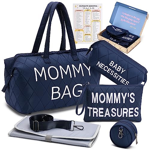 Beduma Home Mama Tasche für Krankenhaus, Mama Tasche Wickeltasche Tote, Mama Krankenhaus Tasche, Mama Krankenhaus Taschen für Arbeit und Lieferung, Blau