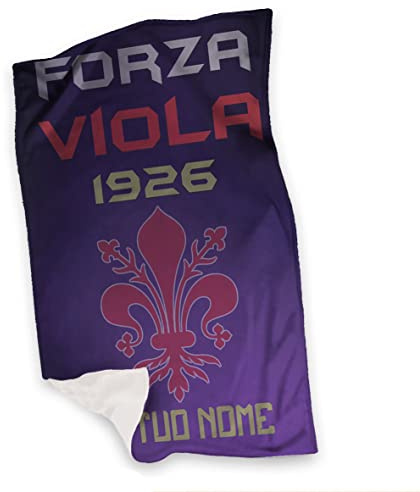 Generico Forza Viola Asciugamano Telo Mare Personalizzabile Con Nome Idea Regalo Compleanno Estate Piscina Vacanze Mare Papà Tifosi Fiorentini Giglio Squadra del Cuore Calcio Italia Pallone 100x150cm