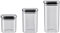 KHG Vorratsgläser 3er Set mit Deckel Silber Metall, Höhe 15cm, 20 cm & 25 cm, Aufbewahrungsgläser quadratisch modern, Vorratsdosen luftdicht & BPA-frei, ideal für Lebensmittel