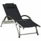 Homgoday Sonnenliege mit Kissen Gartenliege Strandliege mit Verstellbarer Rücklehne und Fußstütze Liege Relaxliege für Strand Garten Terrasse Textiline Schwarz