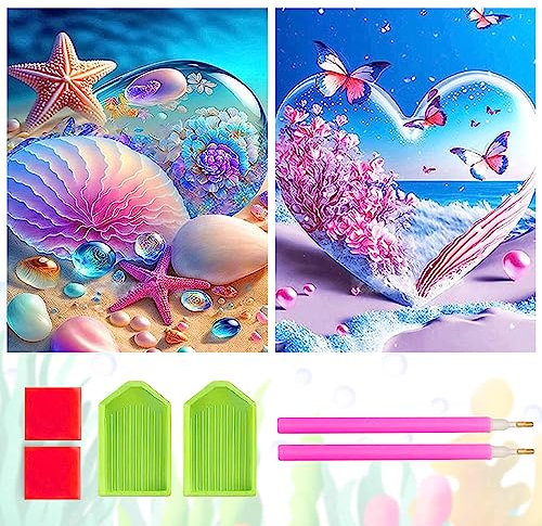 TZQFROCE 2 Stück Diamond Painting Erwachsene 30 * 40cm Seesterne Diamond Painting Full Set mit Diamond Painting Zubehör für Geschenk Home Büro Wand Dekoration