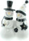 Dekoleidenschaft Dekofigur Schneemann - Paar Style aus Porzellan, schwarz, weiß, Gold, 16 cm hoch, Weihnachtsdeko, Tischdeko