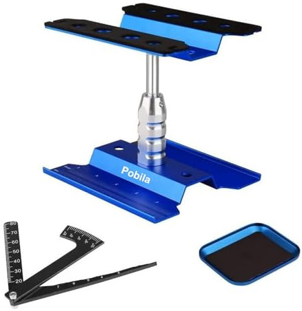 RC Car Work Stand Aluminum Repair Workstation 360 Degree Rotation Lift Lower/Screw Tray/Righello regolabile RC for 1/8 1/10 1/12 1/16 Scale Traxxas Axial Arrma Redcat Crawler Monster Truck Buggy