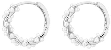 TOFBS Ohrringe Damen Kleine Perle Creolen Gold Leichte Offene Kreis Runde Kunstperlen Perlenohrringe 925 Silber Schmuck Geschenke Silber