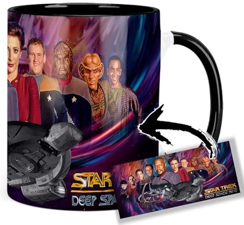 Deep Space Nine ST DS9 Avery Brooks Nana Visitor Michael Dorn Tasse Innen & Henkel Schwarz Keramikbecher Mug AAA
