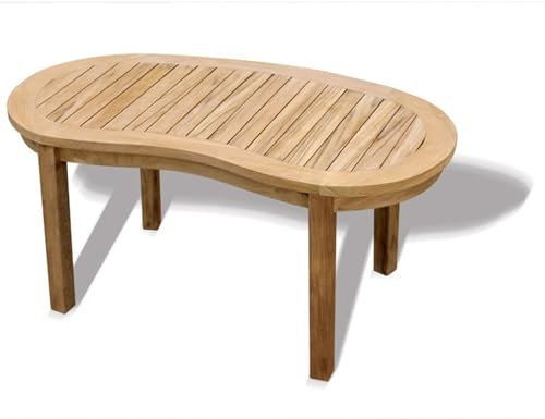 Teako Design Couchtisch Avellino Teak Massivholz Bananentisch, Wetterbeständiger Gartentisch 120 cm, FLEGT-Lizenziertes Teak, Langlebig, Robust, Langlebiger Holztisch