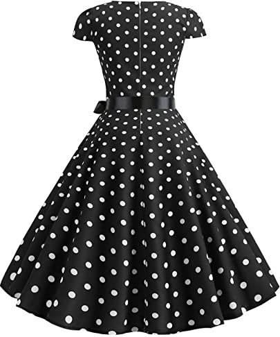 Rockabilly Kleider Damen 60er Jahre Vintage mit Gürtel Rockabilly Kleider Kurz Polka Dot Partykleid Mittelalter Party Abendekleider Kleider Audrey Hepburn Übergröße Skaterkleid