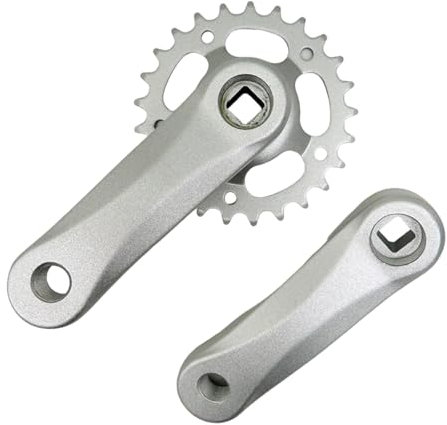 Baoblaze Kinder Fahrrad Kurbelgarnitur Kurbelarm Set Outdoor Aluminium Legierung Ersetzen Zubehör Reiten Ersatzteile Kind Fahrrad Kurbel Set, 25T Grau Silber