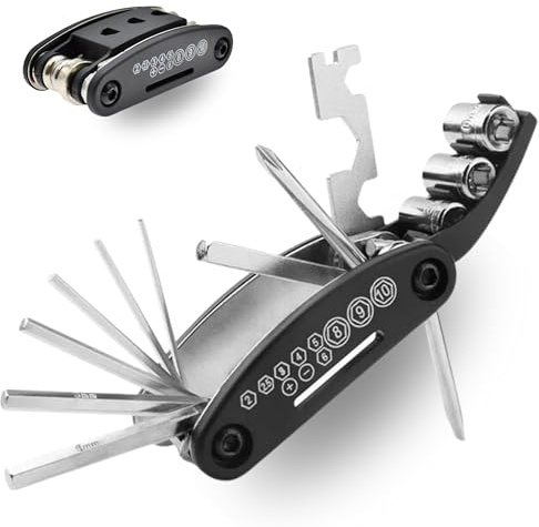 Six Peaks Cycling Multi Repair Tool, Compact, Pocket Size, 16 in 1 Bicycle Maintenance Kit with Spanners, Hex Keys, Screwdrivers, Durable, Portable & Essential for Cyclists