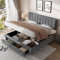Upholstered King Size Bed 150 x 200cm, Ottoman Storage Bed with Hydraulic Lever and Drawer, Large Storage Space, Velvet Fabric Ottoman Lift Up 5FT King Size Bedframe, No Mattress (Grey, 150 x 200cm)