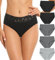 Wealurre Damen Unterhosen Spitze Slip Baumwolle Hipster Damen Höschen Unterwäsche Frauen im 5er Pack (6004 BK/GY,L)