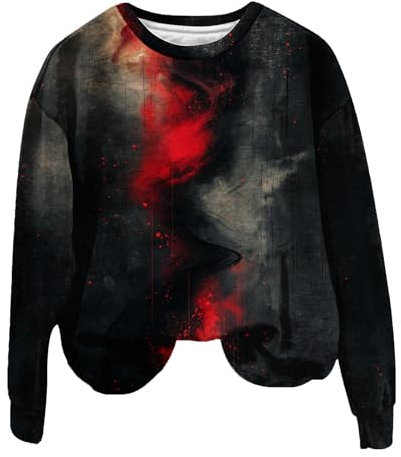 Lightweitht Damen-Sweatshirt, Pullover, Halloween, Damen-Sweatshirt, Pullover, Rundhalsausschnitt, langärmelig, Herbst-Shirts, Oberteil, Sommerpullover für Damen, rose gold, L