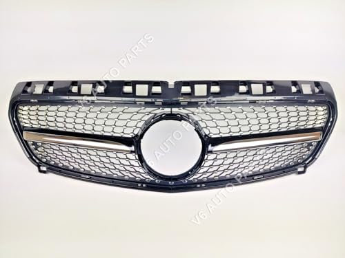 Griglia anteriore per radiatore V6 auto, stile diamante, nera, compatibile con Mercedes Classe A W176, griglia del veicolo, griglia del paraurti anteriore, 303707031, A180/A220, 2012-2015