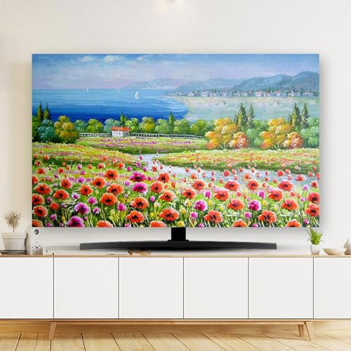 Universeller 32-85 Zoll TV-abdeckungen TV-staubschutz Innen-tv-display-abdeckung Monitor-bildschirm Staubdichter Schutz Bunter Blumendruck TV-schutz für Lcd-led, Schlafzim(Color:color9,Size:40-43in)