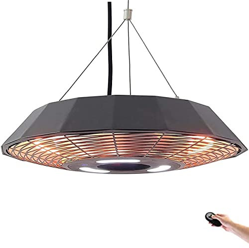 YJKKZQLB Chauffage Plafond Suspendu,Chauffage Terrasse Électriques Radiateur Infrarouge Extérieur Étanche Économie Énergie Silencieux,Black240V2000W
