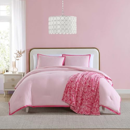 Betsey Johnson Bettwäsche-Set für Doppelbett/Queen-Size-Bett, superweiche Bettwäsche mit passenden Kissenbezügen, inklusive Überwurf, schicke Bettwäsche-Essentials (Signature Hotel Solid Pink,