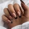 24 PCS French Press on Nails - Black French Fake Arcylic Press On Nails Full coverage Glossy False Nails - Stick on Nails for Women and Girls (Black Heart French Style)
