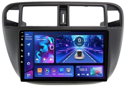 9 Pulgadas Android 14 Doble DIN Radio de Coche para Honda Civic EJ/EK/EM 1995-2001 con CarPlay inalámbrico GPS Navi Cámara de Respaldo Controles del Volante Bluetooth(T6[8+256G])