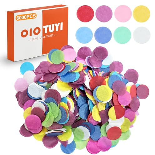 OioTuyi 6000 Stück Konfetti Groß Bunt Pastell Rosa: Runde Mehrfarbige Papier, Seidenpapier & Transparentpapier Deko für Hochzeit, Geburtstag, Party & Basteln (50g)