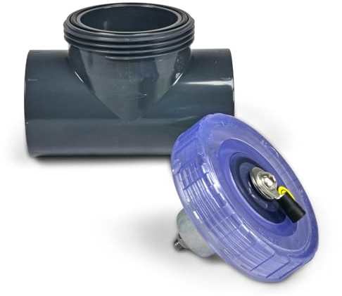 Zink Opferanode Ø 63 mm PVC T-Stück - Korrosionsschutz für Pool Edelstahlteile - Für Salzelektrolyse geeignet - Einkleben in 63 mm Verrohrung - Zinkanode mit Erdungsschraube
