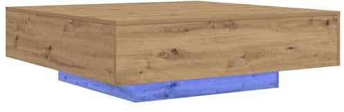vidaXL Quadratischer Couchtisch aus Artisan-Eiche | Moderner Holzwerkstoff mit dekorativen blauen Intarsien | Größe 100 x 31 cm | Ideal für den Wohnbereich | Möbel für drinnen | Stylischer, funktional