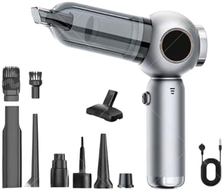 YKMYXZ, 16000Pa 3 In 1 Vacuum & Blower Dust Buster,USB Rechargeable Mini Cleaner For Car/Home/Pet(Silver)